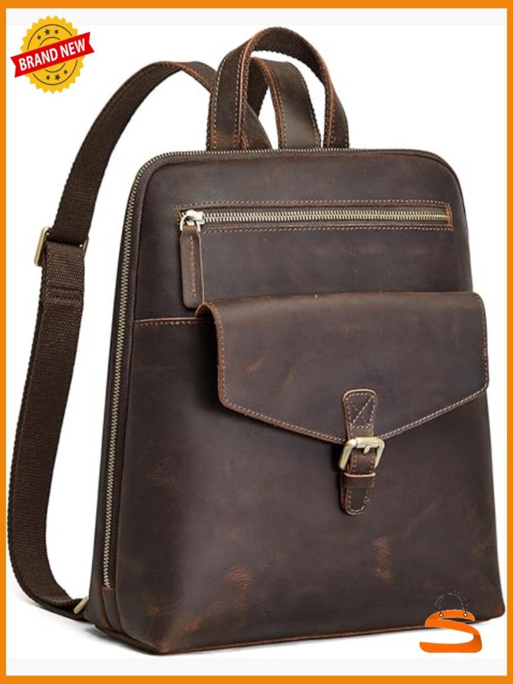 Small Leather Backpack Purse Vintage Casual Daypack Travel Rucksack Handbag